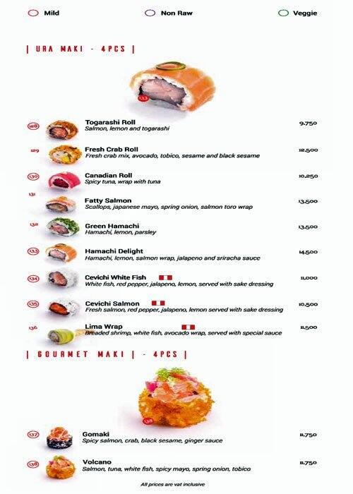 KAMI Experience menu