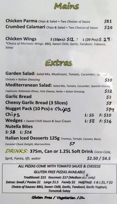 Pizza Day menu