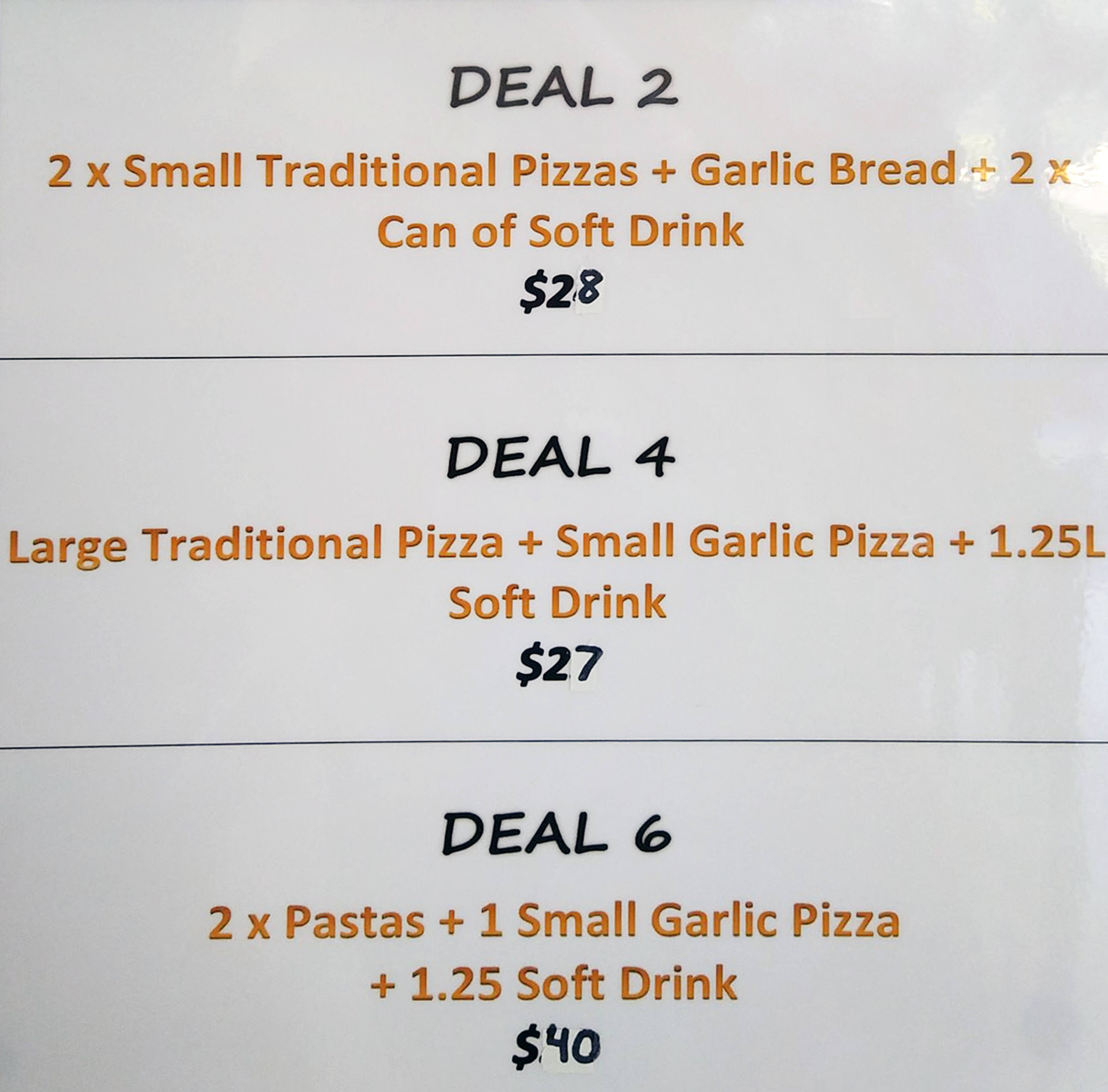 Pizza Day menu