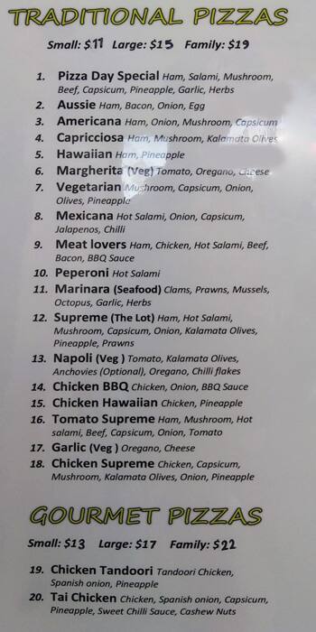 Pizza Day menu