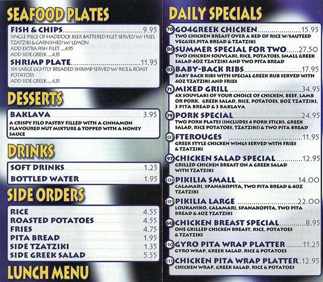 Go4Greek menu