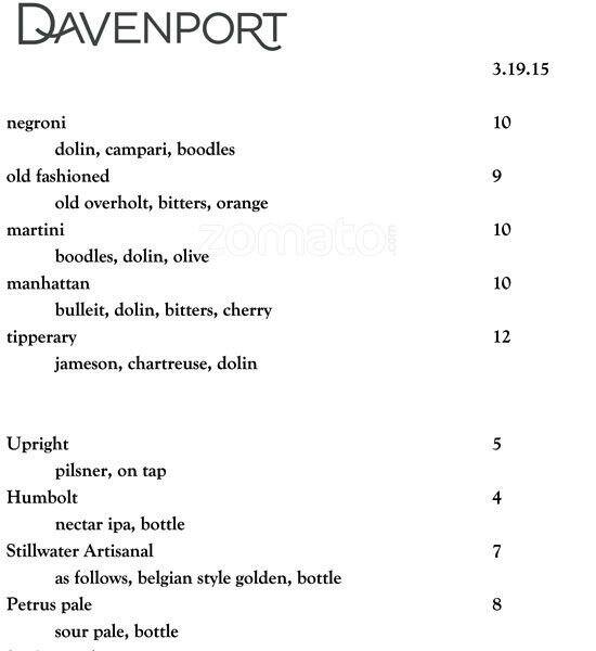 Davenport меню