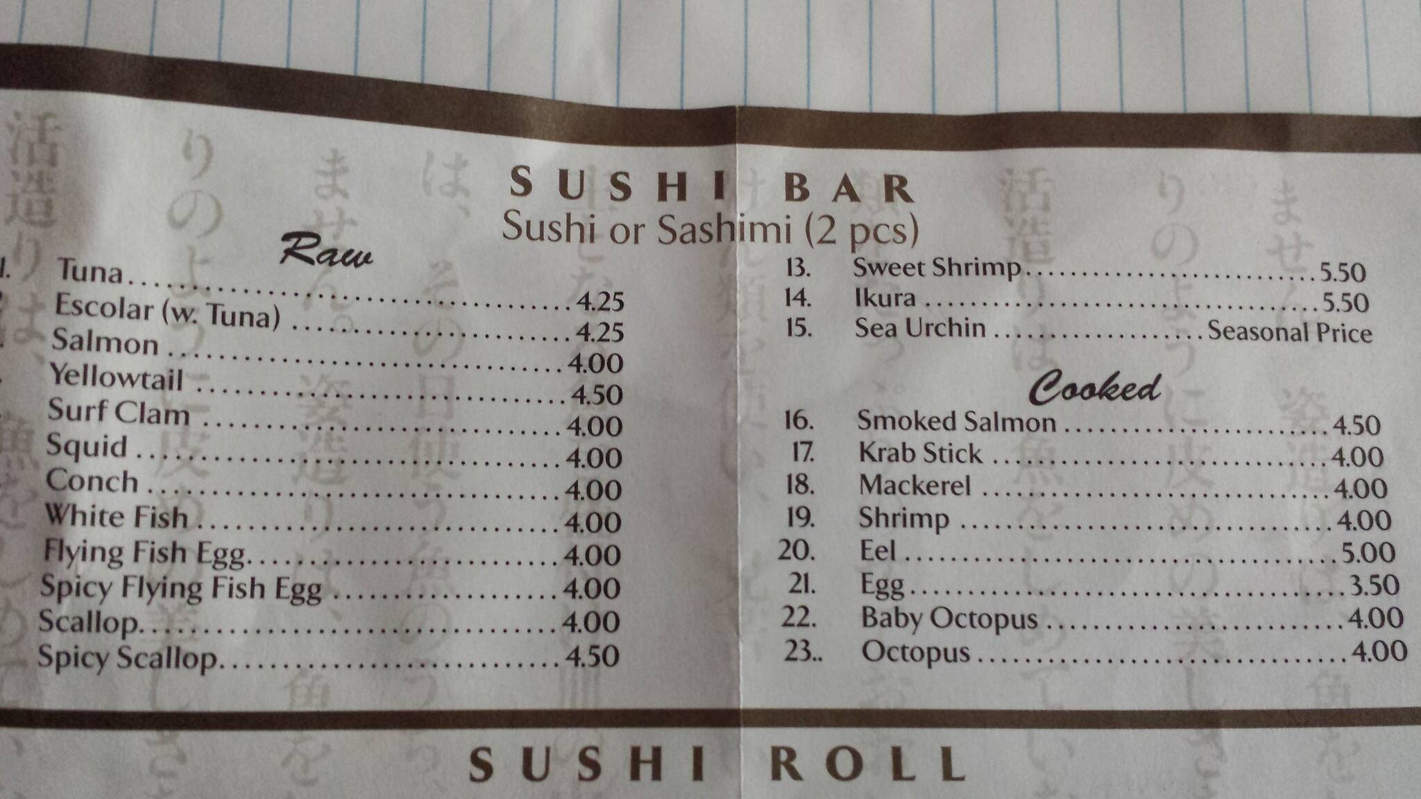 Menu at Zhang Fancy Q Sushi Bar And Grill, Waycross