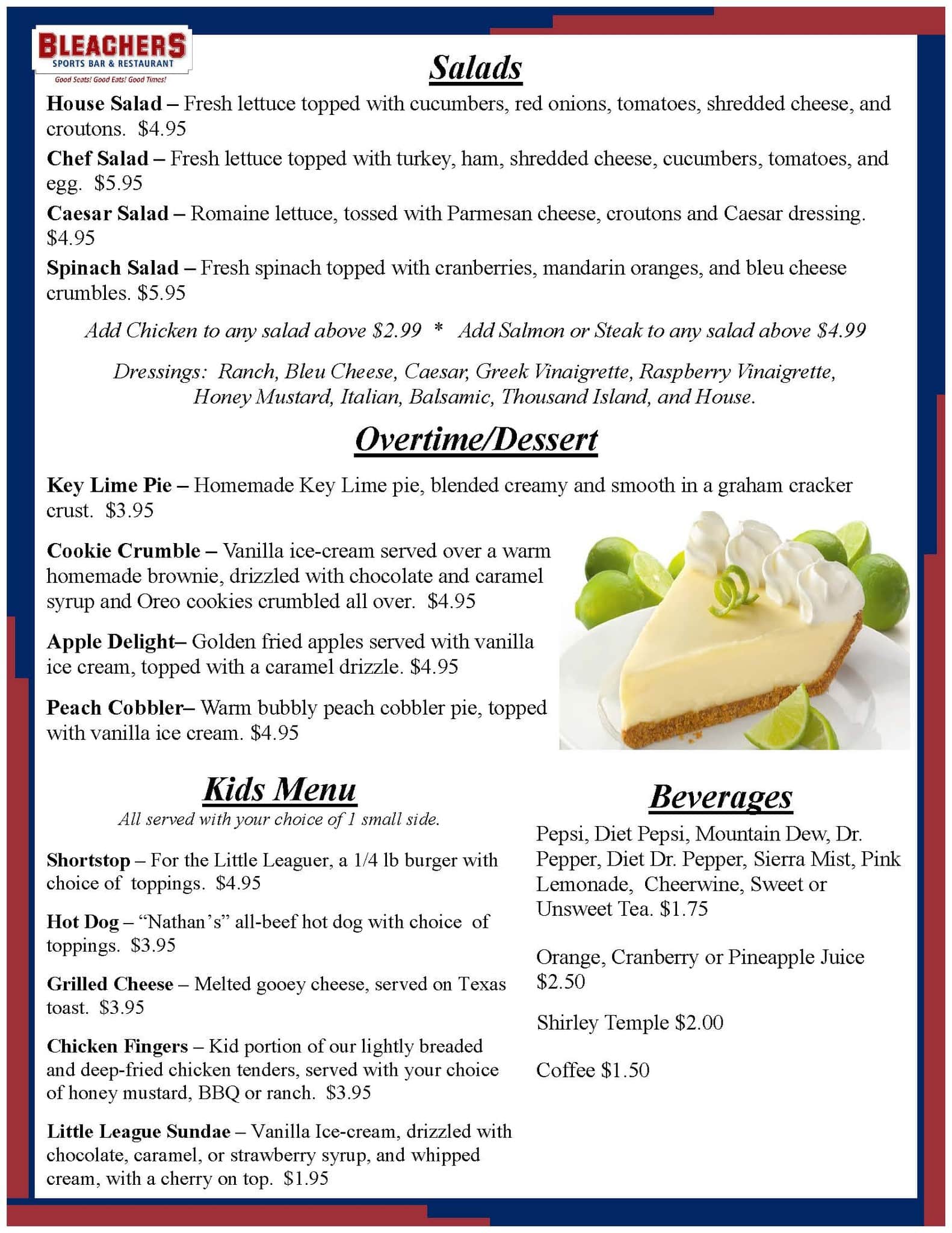 Bleachers Sports Bar and Restaurant Menu Urbanspoon/Zomato