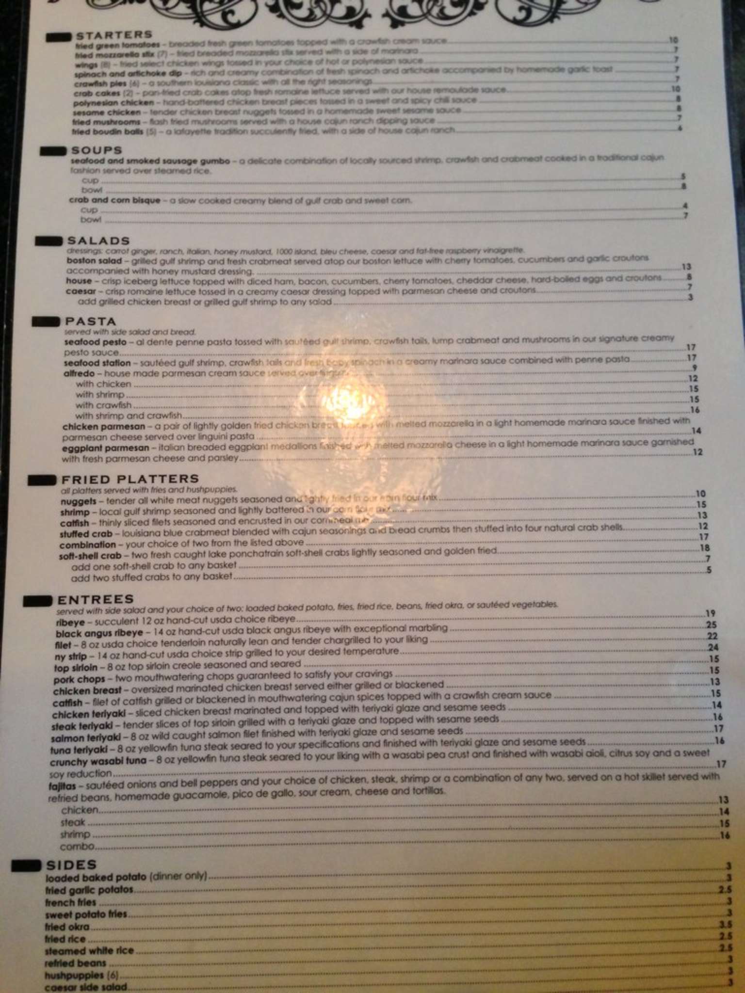 Menu at The Boston Restaurant, Amite City