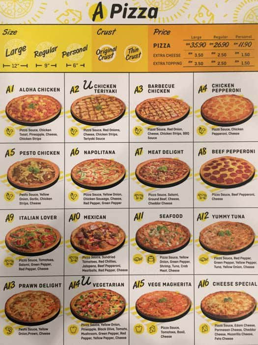 U Pizzeria Menu, Menu for U Pizzeria, Taman Indah Subang UEP, Selangor ...