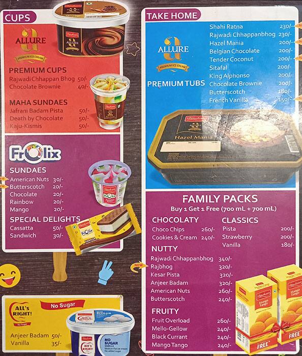 Menu of Sara's Matka Kulfi, Deopuri, Raipur