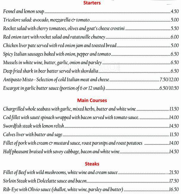 La Ruga menu