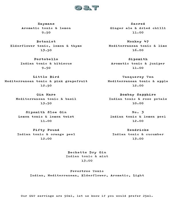 Menu at fish!kitchen restaurant, London, Cathedral Street