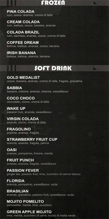Menu di G Lounge 