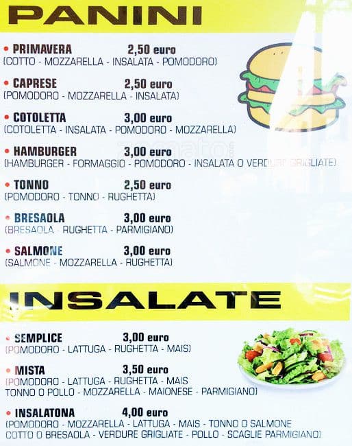 Menu di Bar Margherita 