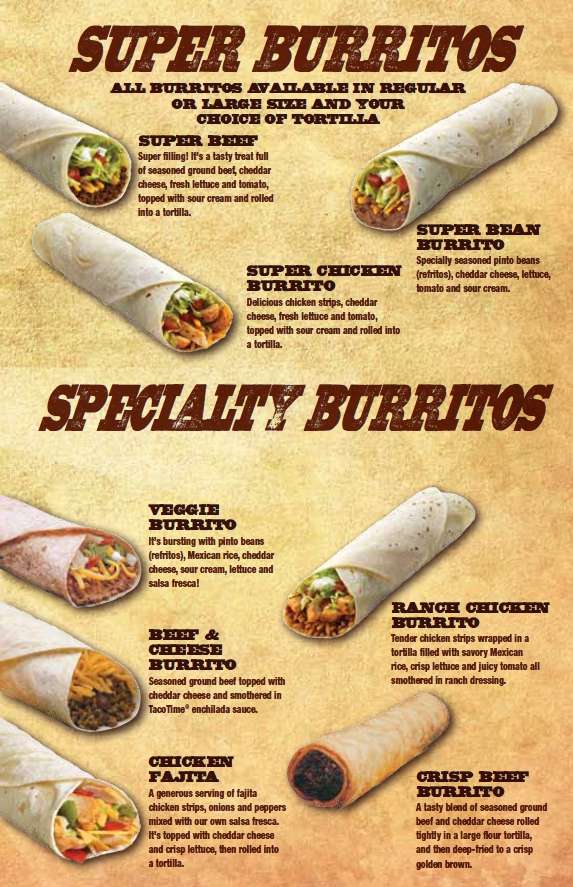 Taco Time menu