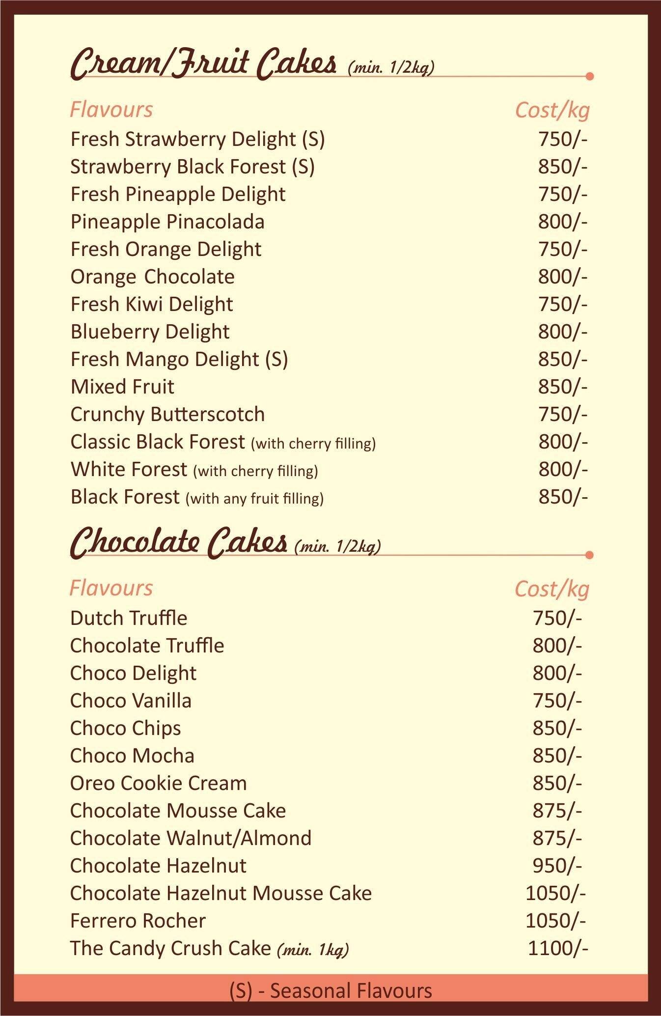 The Sweet Escape Menu, Menu for The Sweet Escape, Ghatkopar East