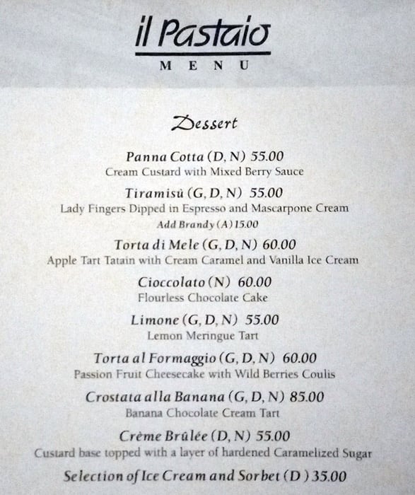 Il pastaio outlet menu