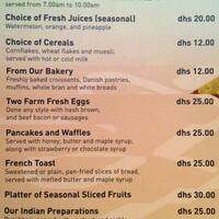 Olive Tree Flora Creek Deluxe Hotel Apartments Menu