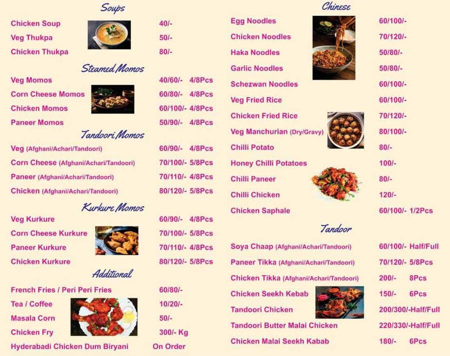 Menu of The Hunger Station, Morowala, Dehradun