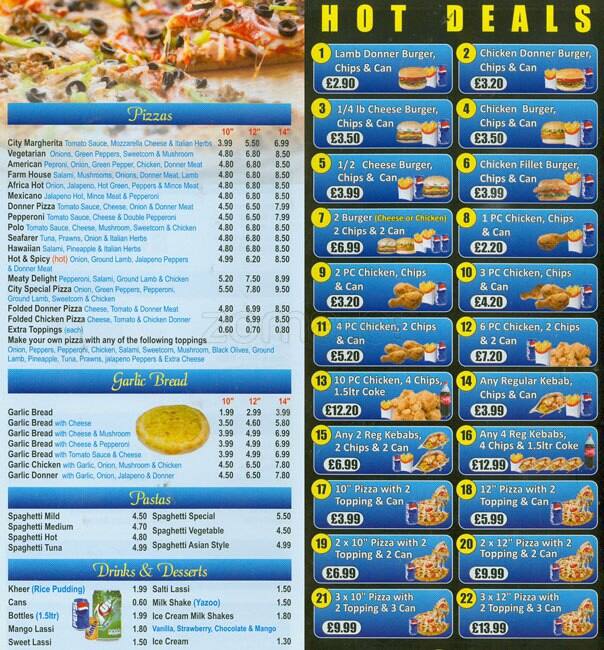 City Spice menu