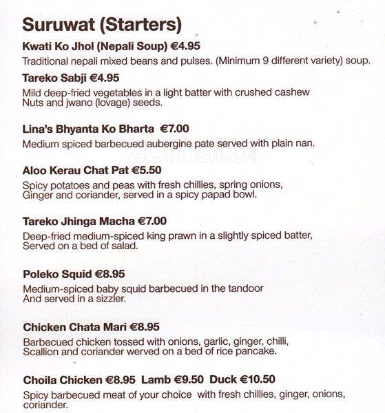 Montys of Kathmandu Menu, Menu for Montys of Kathmandu, Temple Bar