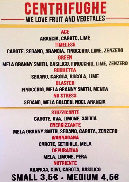 Menu di Willy's bar 