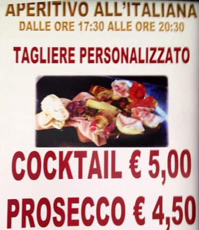 Menu di Willy's bar 
