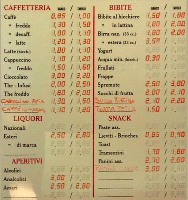 Menu at Shaker Lounge Bar, Rome