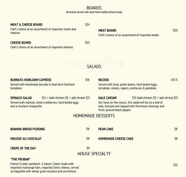 Café Mistral меню