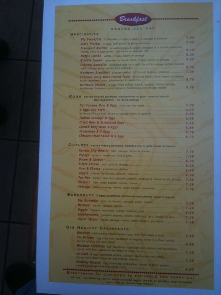 Menu at The Big Biscuit restaurant, Blue Springs, 530 NW Hwy 7