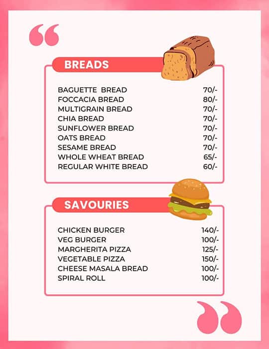 Menu at ELLE BAKERY, Dehradun