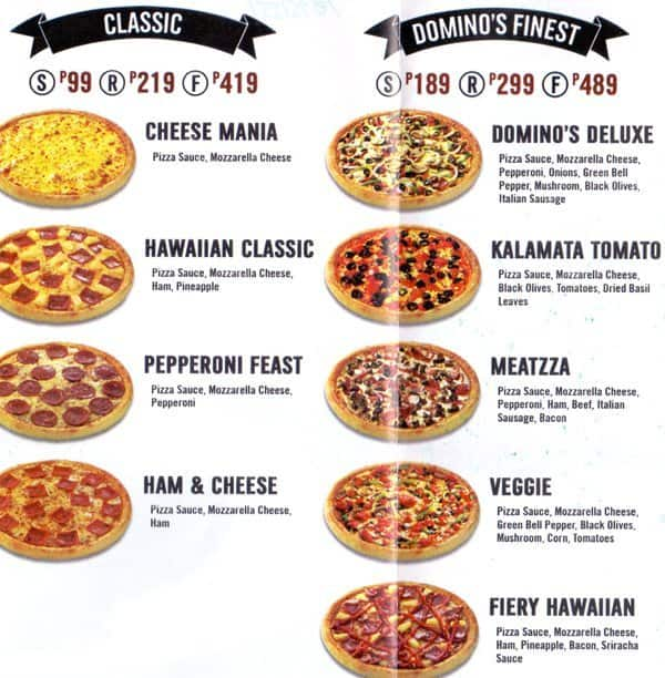 Domino's Pizza Menu, Menu for Domino's Pizza, BF Homes, Parañaque City ...