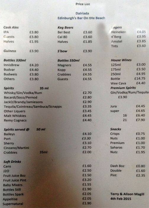 Dalriada Menu, Menu for Dalriada, Portobello, Edinburgh Zomato UK