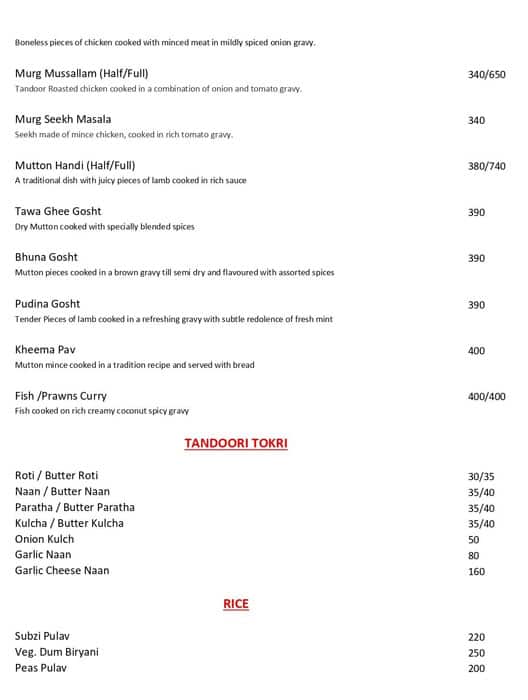 Chillies Restaurant & Cafe menu