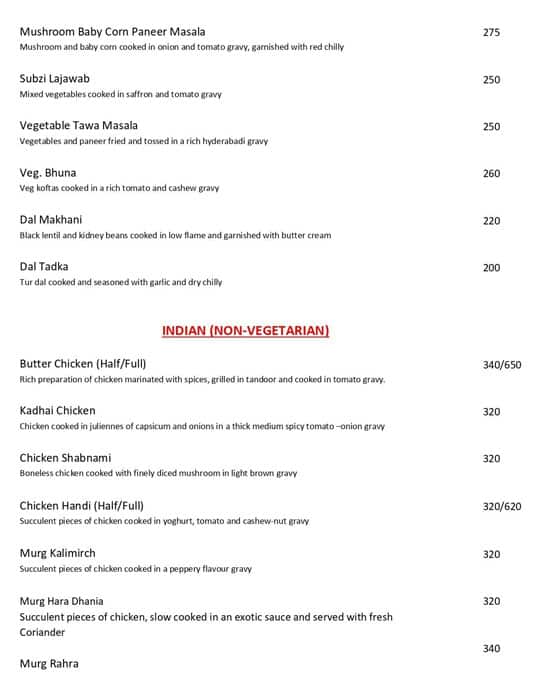Chillies Restaurant & Cafe menu