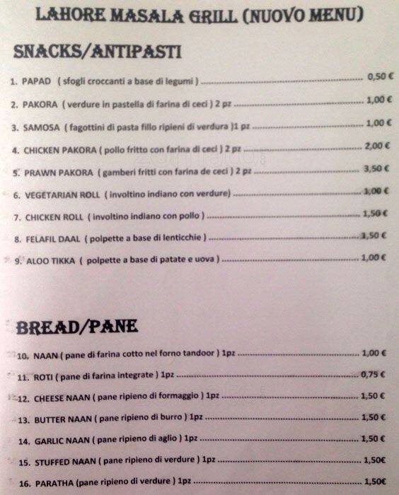 Menu di Lahore Masala Grill 