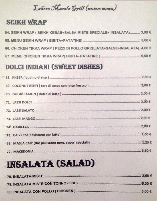 Menu di Lahore Masala Grill 