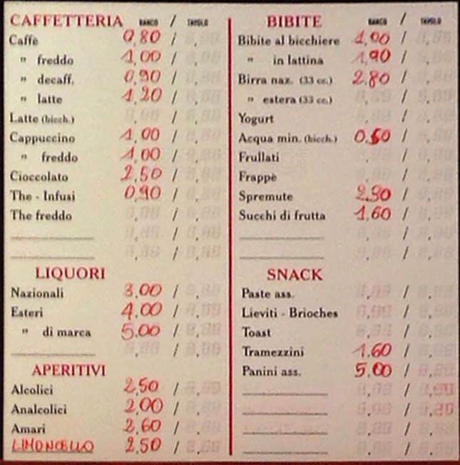 Bar Polo Nord Speisekarte