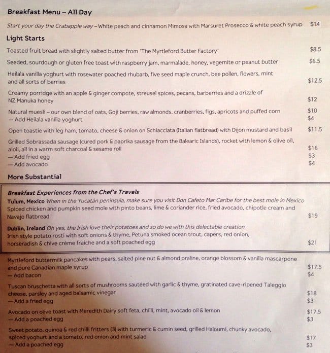 Crabapple Kitchen Menu, Menu for Crabapple Kitchen, Hawthorn, Melbourne