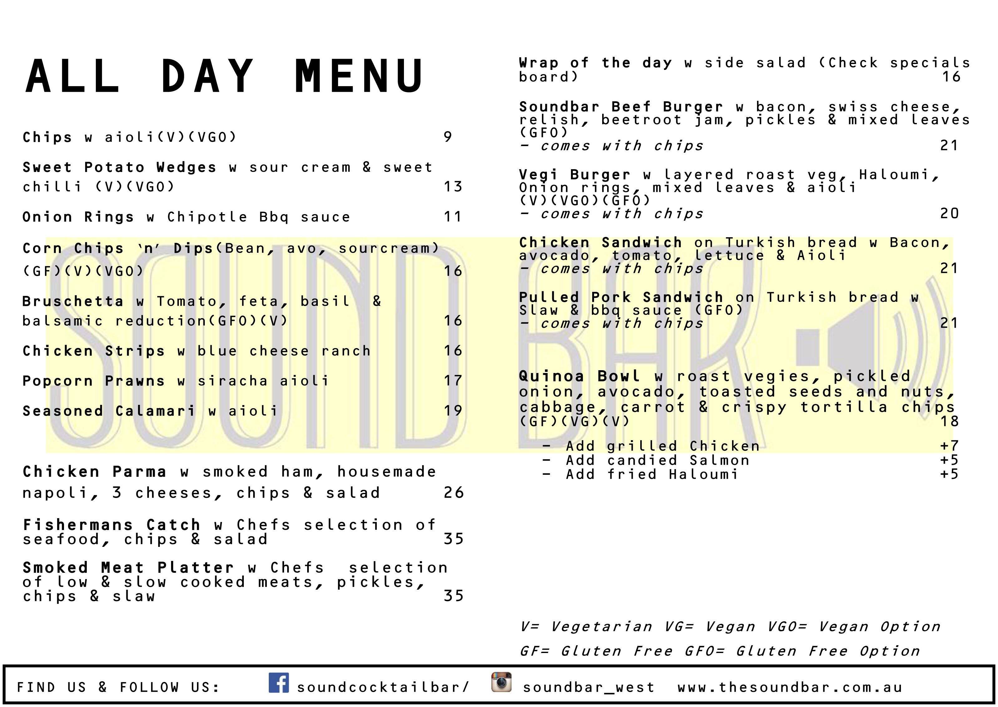 Soundbar menu