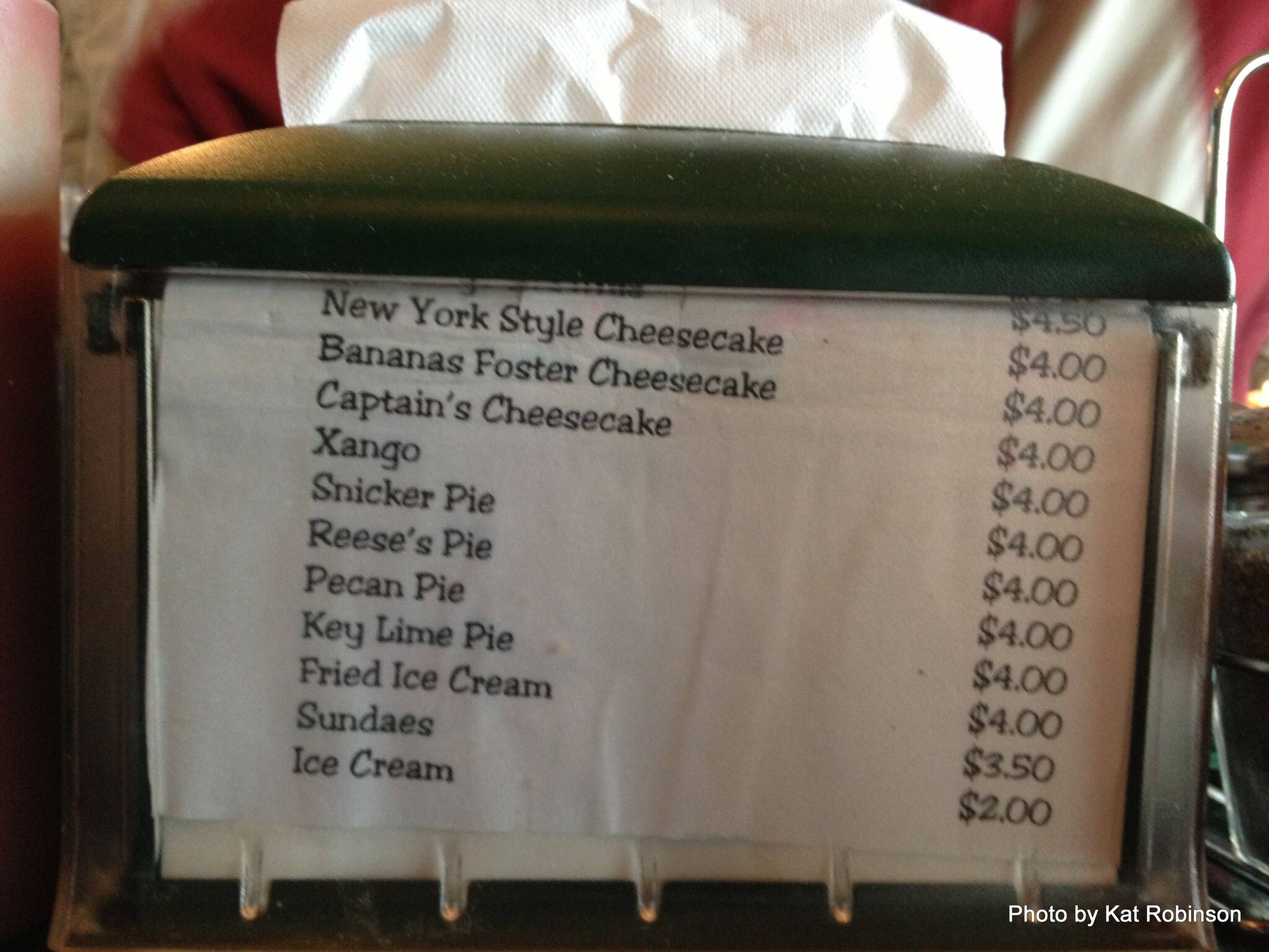 Menu at Dondie's White River Princess restaurant, Des Arc