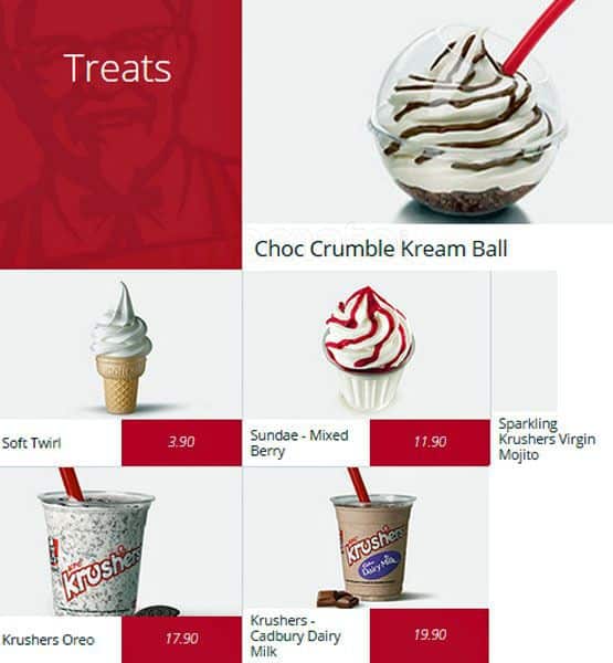 Speisekarte von Kfc fast Food, Bloemfontein, Bankovs Blvd & Dirk