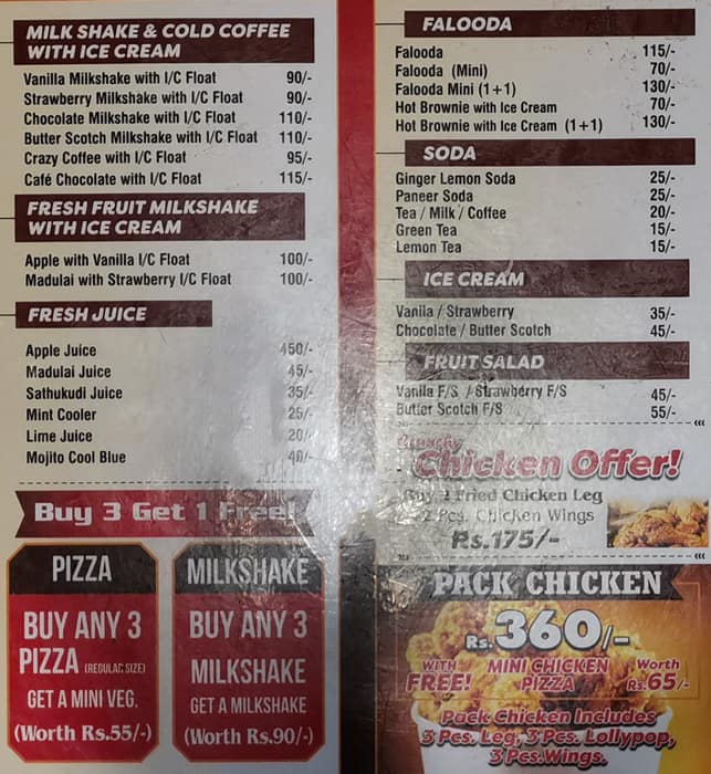 pizzacapucino menu