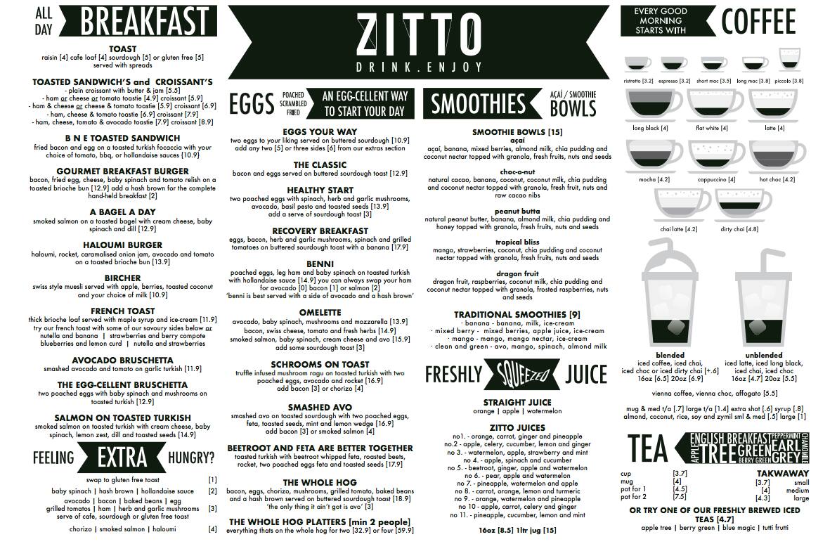 Zitto меню