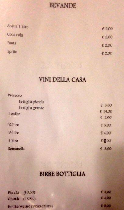Menu di Pigneto Caffe Rome 
