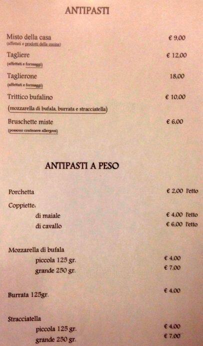 Menu di Pigneto Caffe Rome 
