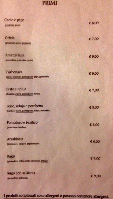 Menu di Pigneto Caffe Rome 