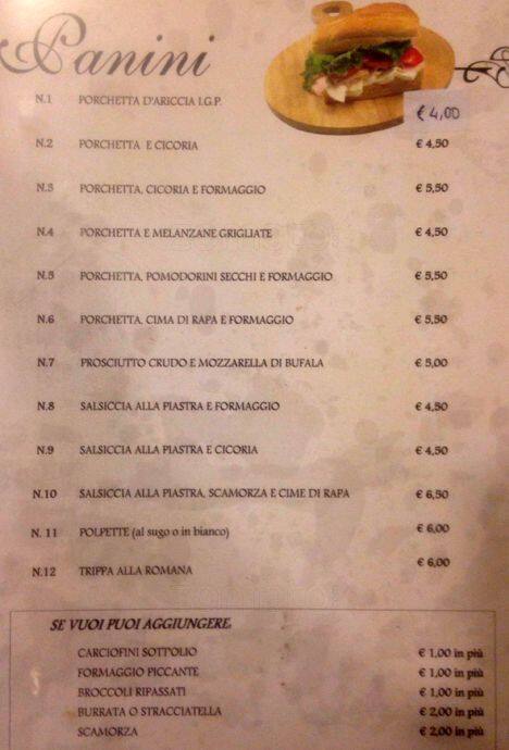 Menu di Pigneto Caffe Rome 