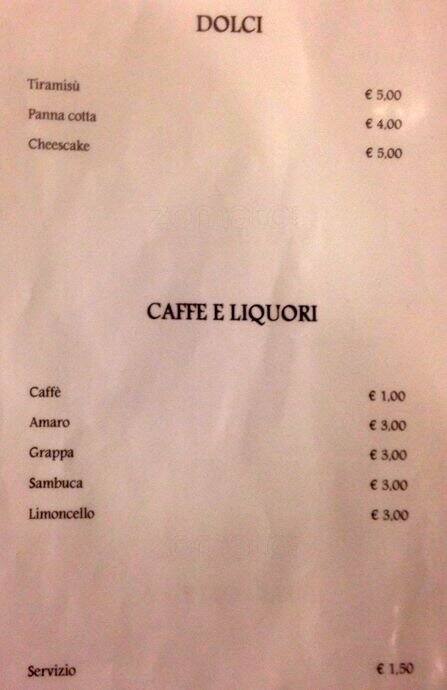 Menu di Pigneto Caffe Rome 