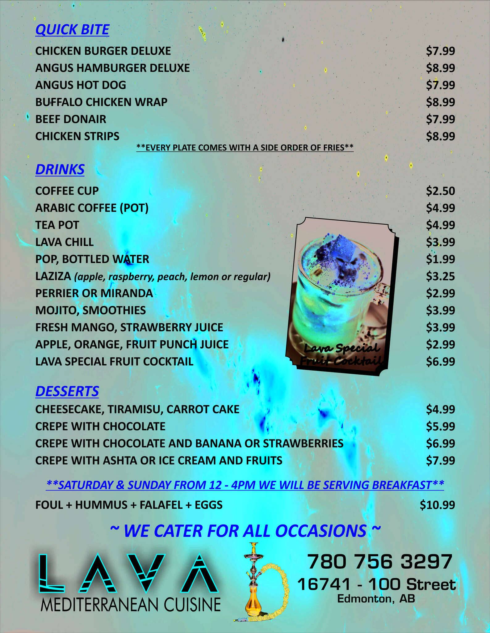 Lava menu