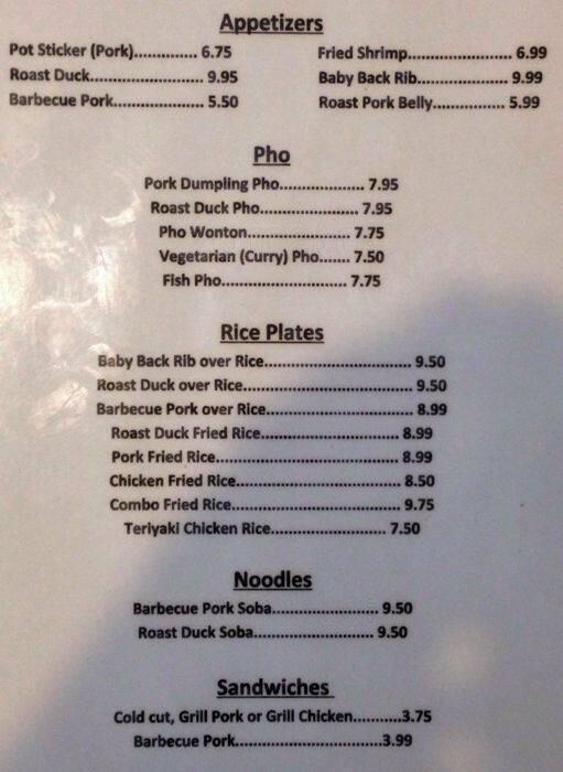Carta de Pho House