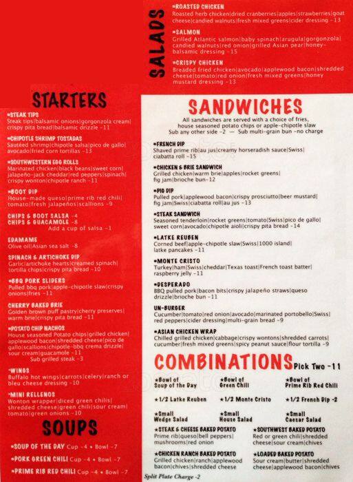 Dusty Boot Menu, Menu untuk Dusty Boot, Centennial, Denver Urbanspoon