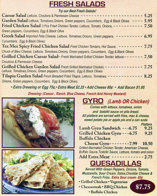 Menu at Thin Crust Pizza & Chicken Grill restaurant, Philadelphia